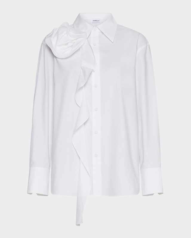 Ketch Rosette Ruffled Poplin Shirt